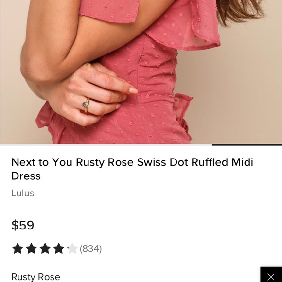 LULUS Next to You Rusty Rose Swiss Dot Ruffled Midi
Dress - Picture 4 of 8